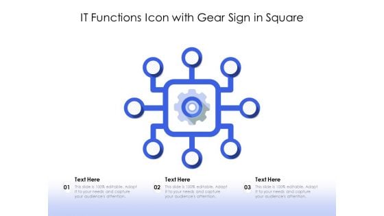 IT Functions Icon With Gear Sign In Square Ppt PowerPoint Presentation File Mockup PDF