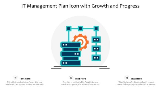 IT Management Plan Icon With Growth And Progress Ppt File Background PDF