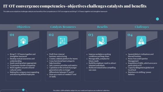 IT OT Convergence Competencies Objectives Challenges Catalysts And Benefits Mockup PDF IT OT Convergence Competencies Objectives Challenges Catalysts And Benefits Mockup PDF