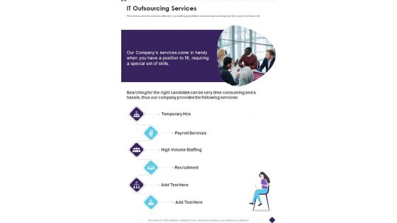 IT Outsourcing Services One Pager Sample Example Document