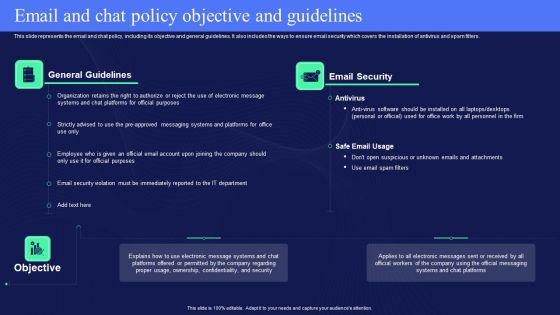 IT Policies And Procedures Email And Chat Policy Objective And Guidelines Themes PDF