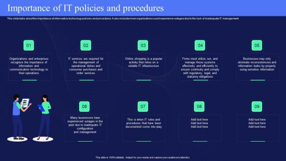 IT Policies And Procedures Importance Of IT Policies And Procedures Formats PDF