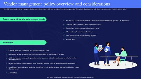 IT Policies And Procedures Vendor Management Policy Overview And Considerations Graphics PDF