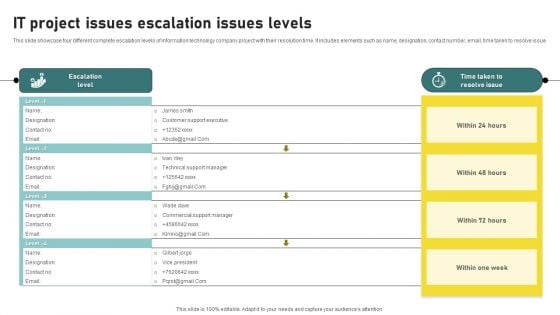 IT Project Issues Escalation Issues Levels Microsoft PDF