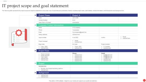 IT Project Scope And Goal Statement Introduction PDF