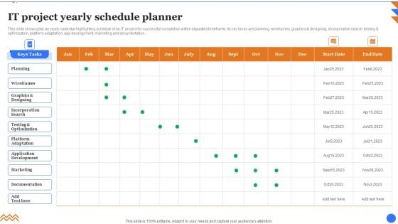 IT Project Yearly Schedule Planner Icons PDF