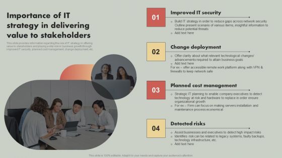 IT Reducing Costs And Management Tips Importance Of IT Strategy In Delivering Value To Stakeholders Pictures PDF