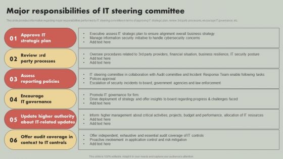 IT Reducing Costs And Management Tips Major Responsibilities Of IT Steering Committee Sample PDF