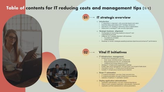IT Reducing Costs And Management Tips Ppt PowerPoint Presentation Complete Deck With Slides