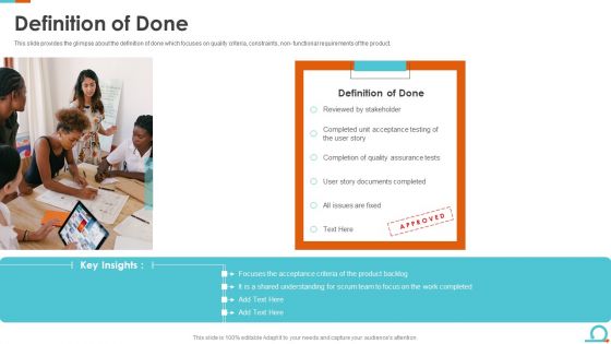 IT Scrum Artifacts Definition Of Done Ppt Icon Rules PDF