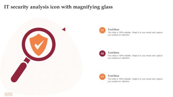 IT Security Analysis Icon With Magnifying Glass Introduction PDF