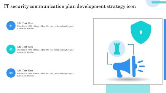 IT Security Communication Plan Development Strategy Icon Professional PDF