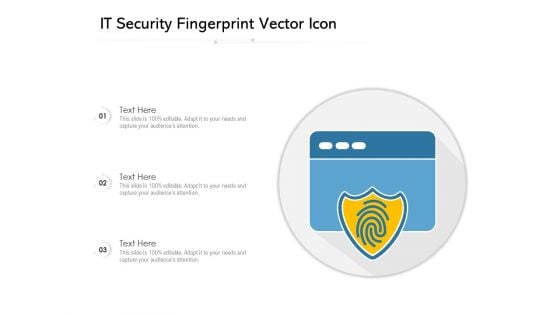 IT Security Fingerprint Vector Icon Ppt PowerPoint Presentation File Slide Portrait PDF