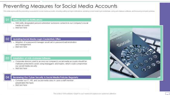 IT Security Hacker Preventing Measures For Social Media Accounts Diagrams PDF