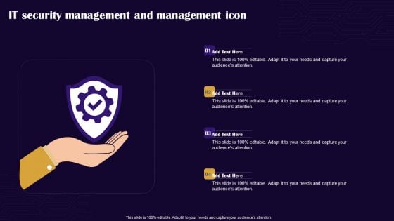 IT Security Management And Management Icon Introduction PDF