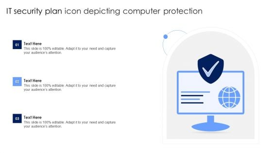 IT Security Plan Icon Depicting Computer Protection Icons PDF