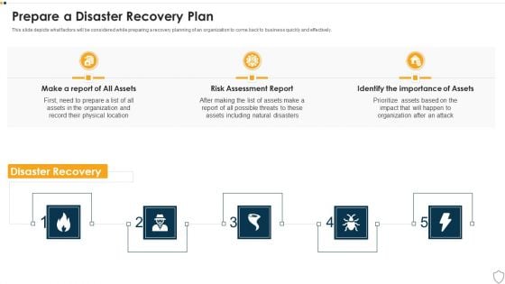 IT Security Prepare A Disaster Recovery Plan Ppt Show Templates PDF