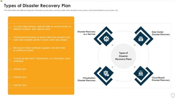 IT Security Types Of Disaster Recovery Plan Ppt Outline Show PDF