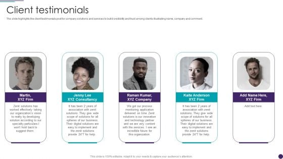 IT Services Business Profile Client Testimonials Ideas PDF IT Services Business Profile Client Testimonials Ideas PDF