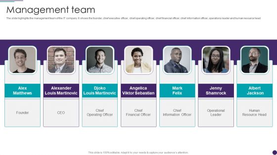 IT Services Business Profile Management Team Infographics PDF