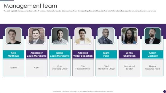 IT Services Business Profile Management Team Infographics PDF IT Services Business Profile Management Team Infographics PDF