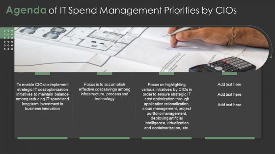 IT Spend Management Priorities By Cios Agenda Of IT Spend Management Priorities By Cios Infographics PDF