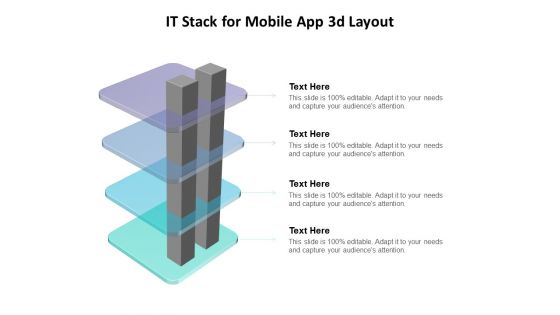 IT Stack For Mobile App 3D Layout Ppt PowerPoint Presentation Professional Background Images PDF