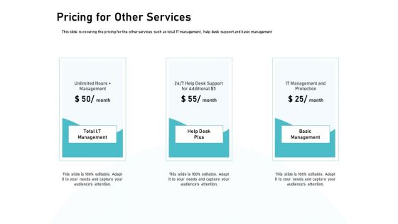 IT Support And Monitoring Services Pricing Pricing For Other Services Inspiration PDF