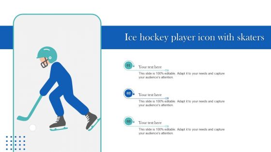 Ice Hockey Player Icon With Skaters Introduction PDF