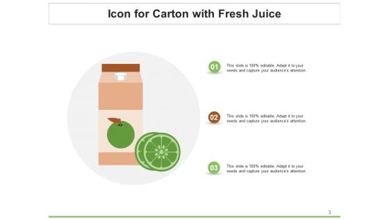 Icon Box Plucked Fruits Fresh Juice Ppt PowerPoint Presentation Complete Deck