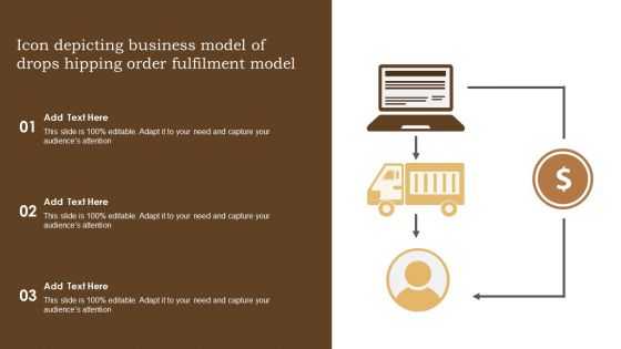 Icon Depicting Business Model Of Drops Hipping Order Fulfilment Model Diagrams PDF