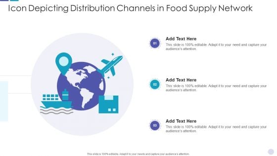 Icon Depicting Distribution Channels In Food Supply Network Clipart PDF