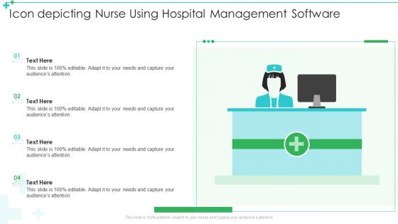 Icon Depicting Nurse Using Hospital Management Software Ppt File Layout Ideas PDF