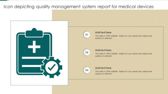 Icon Depicting Quality Management System Report For Medical Devices Clipart PDF