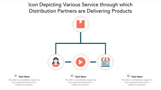 Icon Depicting Various Service Through Which Distribution Partners Are Delivering Products Ppt PowerPoint Presentation File Gallery PDF