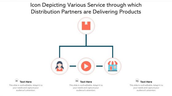 Icon Depicting Various Service Through Which Distribution Partners Are Delivering Products Ppt PowerPoint Presentation File Gallery PDF