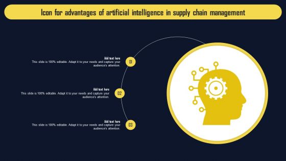 Icon For Advantages Of Artificial Intelligence In Supply Chain Management Portrait PDF