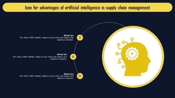 Icon For Advantages Of Artificial Intelligence In Supply Chain Management Portrait PDF