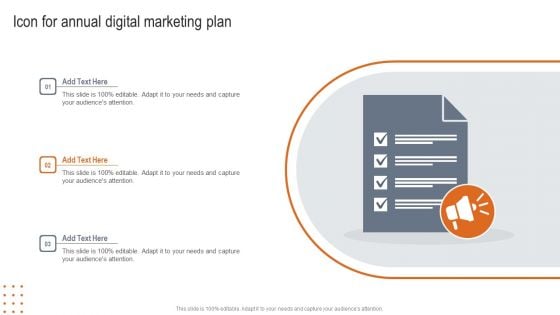 Icon For Annual Digital Marketing Plan Elements PDF