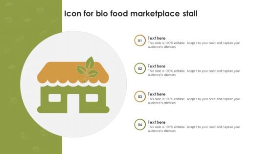 Icon For Bio Food Marketplace Stall Ppt Infographic Template Structure PDF