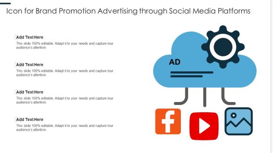 Icon For Brand Promotion Advertising Through Social Media Platforms Ppt PowerPoint Presentation Styles Inspiration PDF