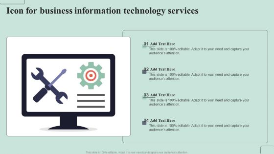 Icon For Business Information Technology Services Ppt PowerPoint Presentation Model Graphics PDF