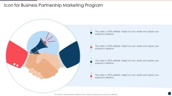 Icon For Business Partnership Marketing Program Ppt PowerPoint Presentation File Slides PDF