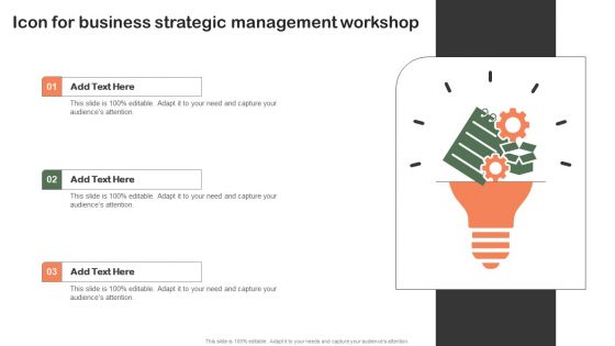 Icon For Business Strategic Management Workshop Ppt PowerPoint Presentation File Files PDF