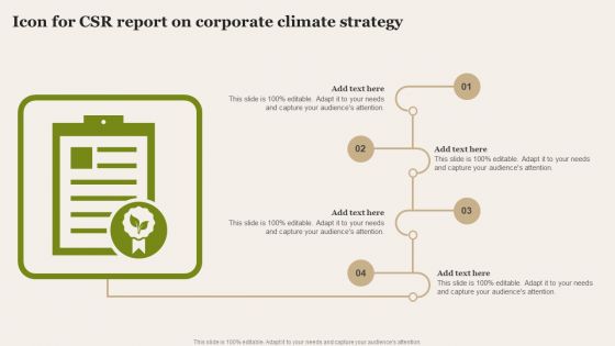 Icon For CSR Report On Corporate Climate Strategy Mockup PDF
