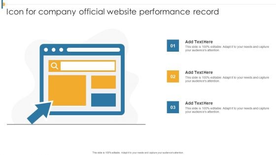 Icon For Company Official Website Performance Record Mockup PDF