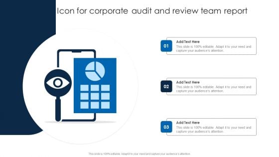 Icon For Corporate Audit And Review Team Report Graphics PDF