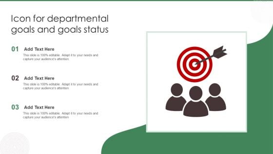 Icon For Departmental Goals And Goals Status Ppt Icon Clipart PDF