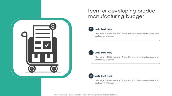 Icon For Developing Product Manufacturing Budget Professional PDF