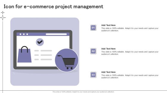 Icon For E Commerce Project Management Ppt Visual Aids Ideas PDF